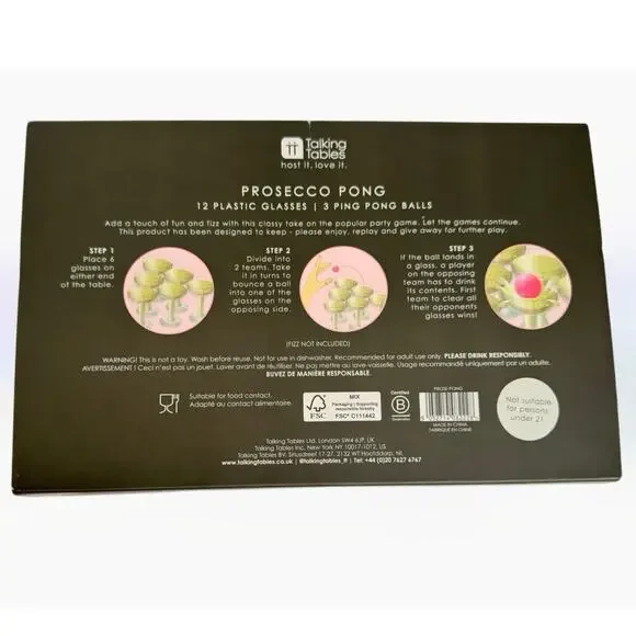 Talking Tables Prosecco Pong adult drinking game -NIB! - Picture 6 of 7